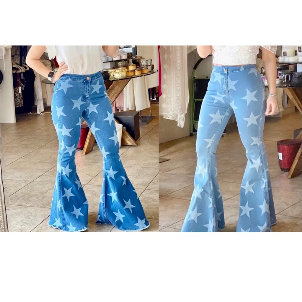 BLUE DENIM STAR JEANS, SIZE LARGE BOUGHT FROM BOUTIQUE FOR $120